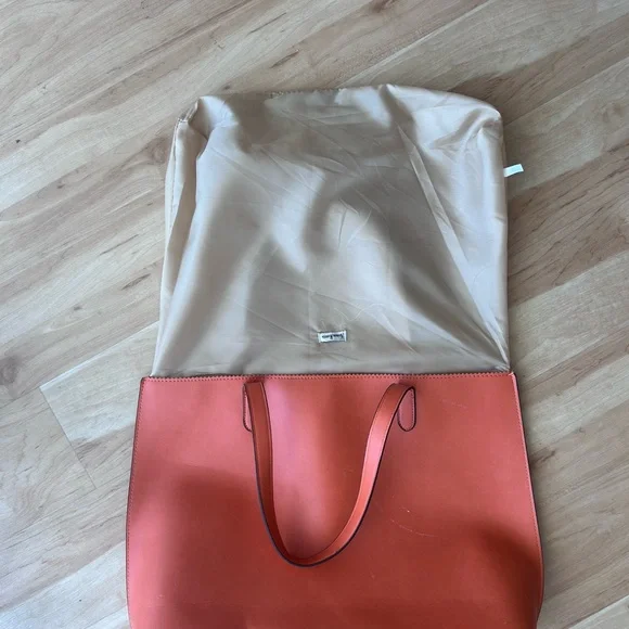 Neiman Marcus Tangerine Faux Leather Tote - Picture 10 of 11